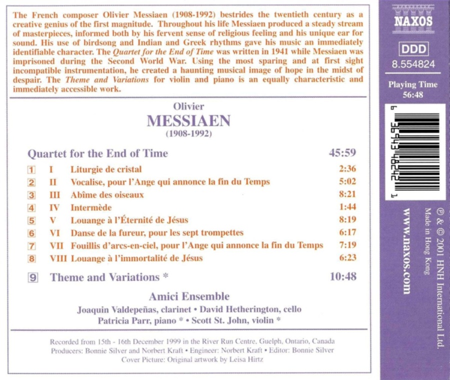 MESSIAEN: Quartet for the End of Time; Theme and Variations - slide-1