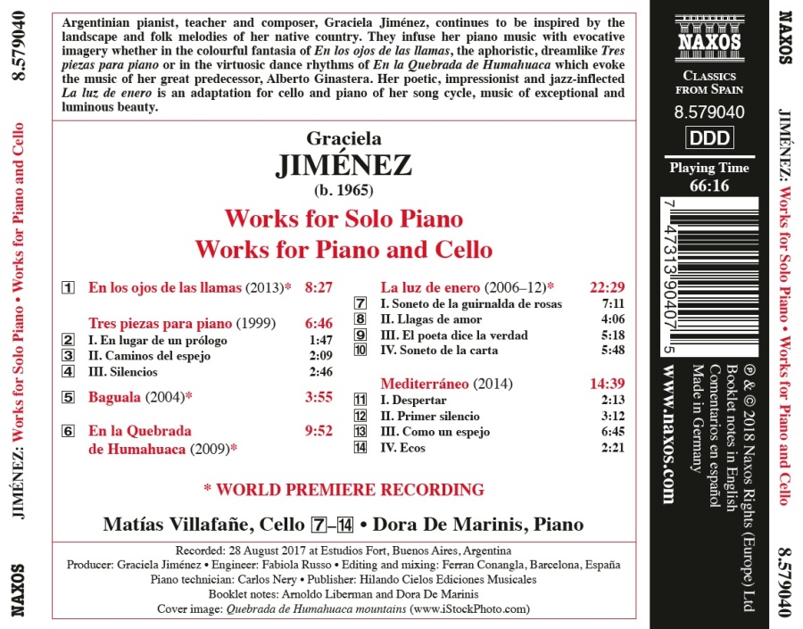 Jiménez: Works for Solo Piano; Works for Piano and Cello - slide-1