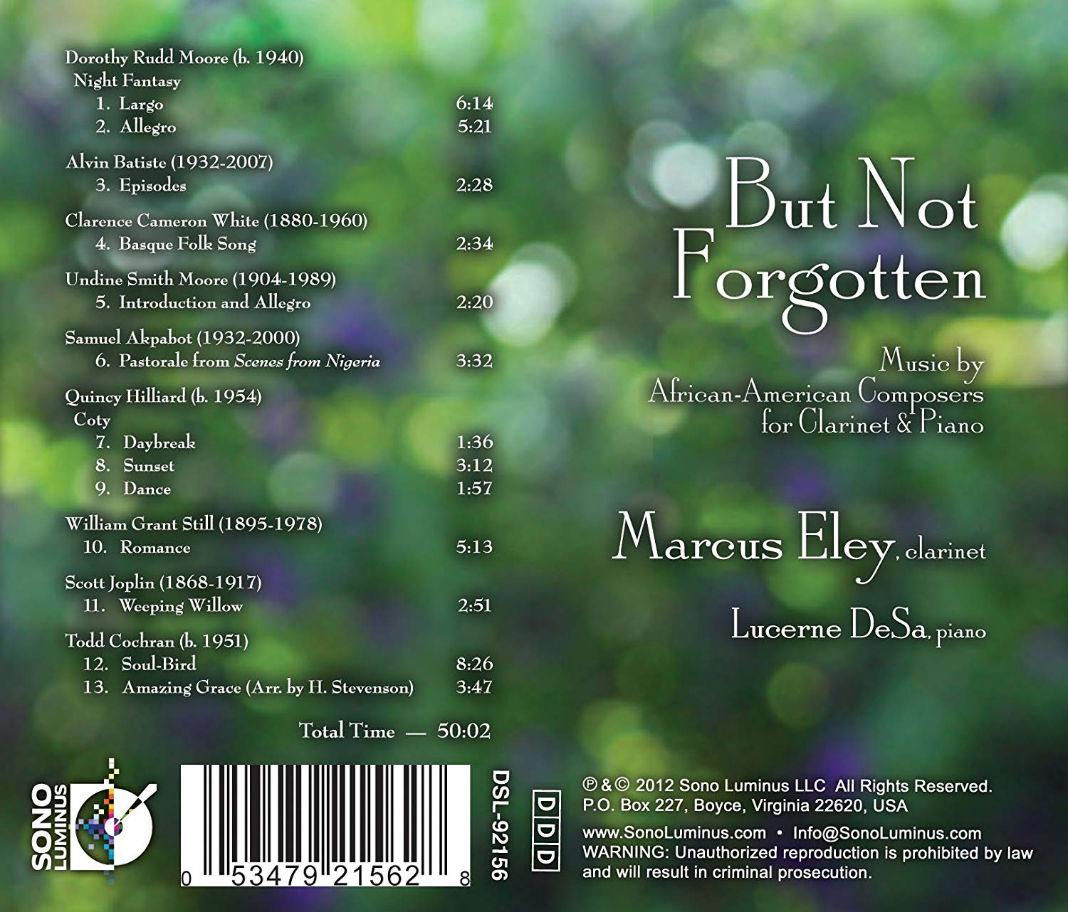 But Not Forgotten: Music by African-American Composers for Clarinet & Piano - slide-1