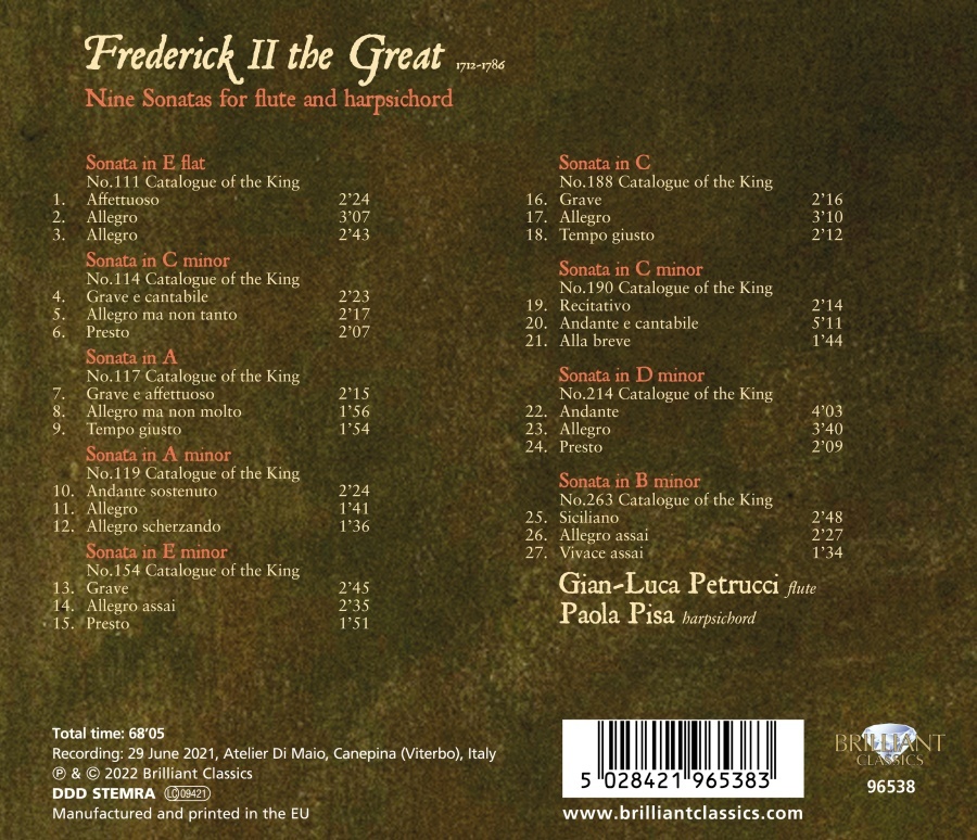 Frederick II The Great: Nine Sonatas for Flute and Harpsichord - slide-1
