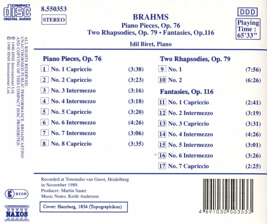 BRAHMS:Piano Pieces Op.76 etc. - slide-1