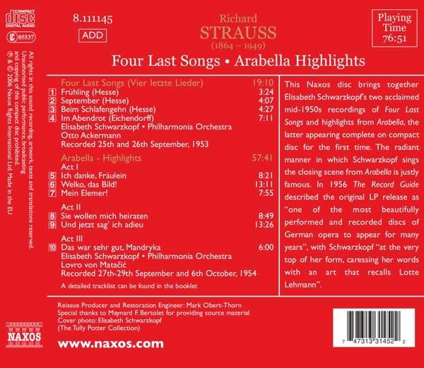R. Strauss: Four Last Songs; Arabella [Highlights] - slide-1