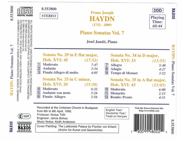 HAYDN: Piano Sonatas vol. 7 - slide-1