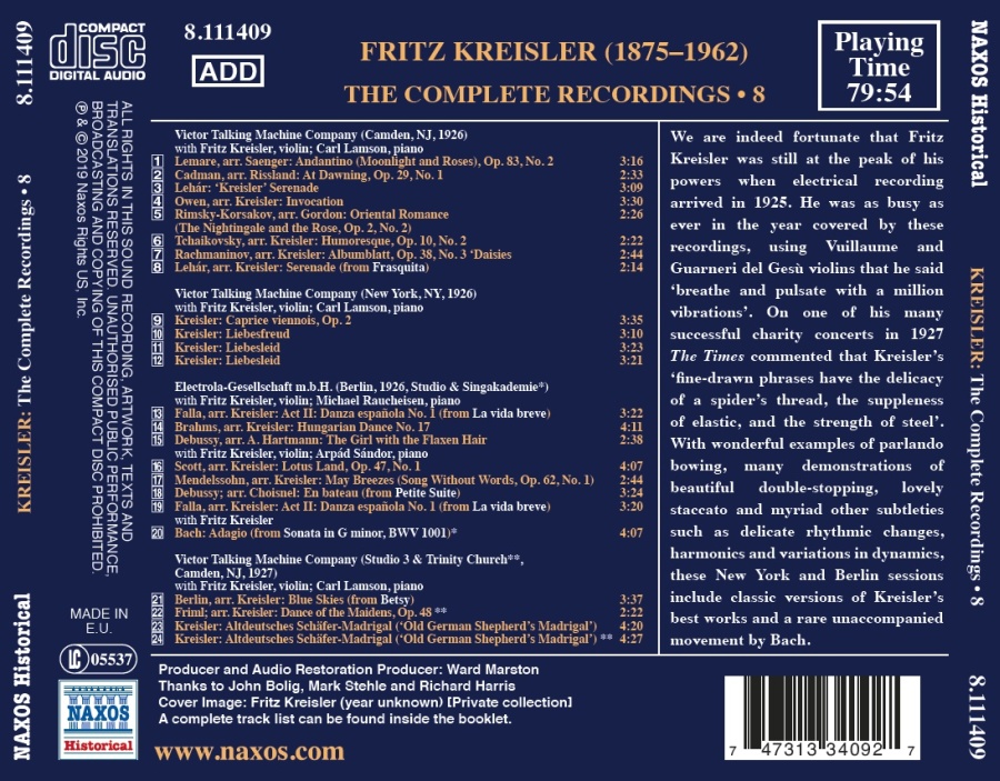 Kreisler - The Complete Recordings Vol. 8 - slide-1