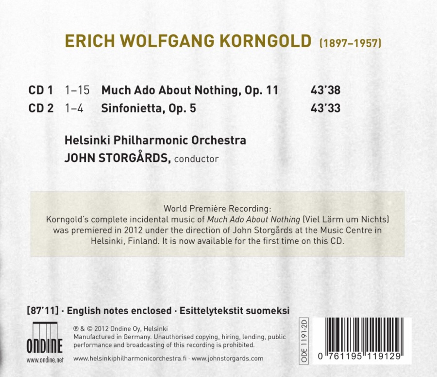 Korngold: Much Ado About Nothing, Sinfonietta - slide-1