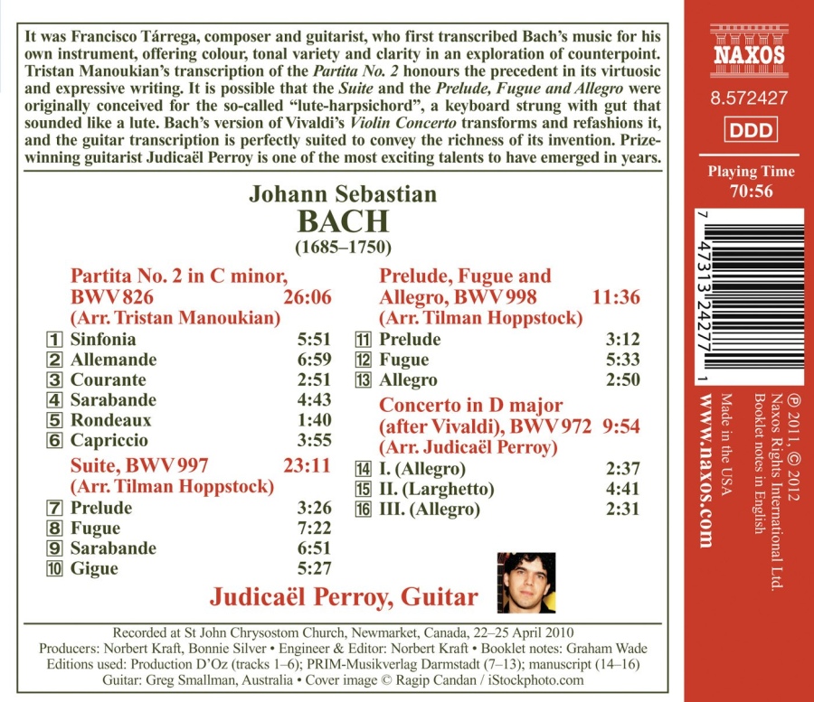 Bach: Transcriptions for Guitar - Partita BWV 826, Suite BWV 997, Prelude, Fugue & Allegro BWV 998, Concerto BWV 972 - slide-1