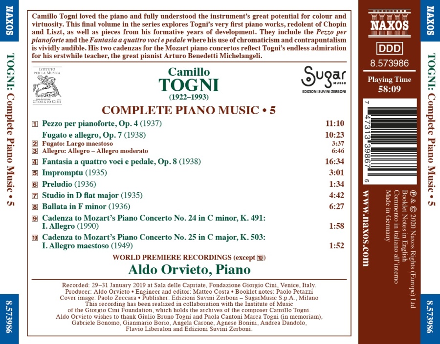Togni: Complete Piano Music Vol. 5 - slide-1