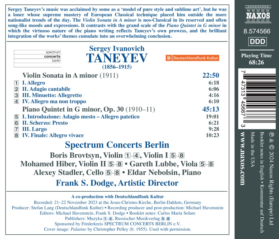 Taneyev: Violin Sonata; Piano Quintet - slide-1