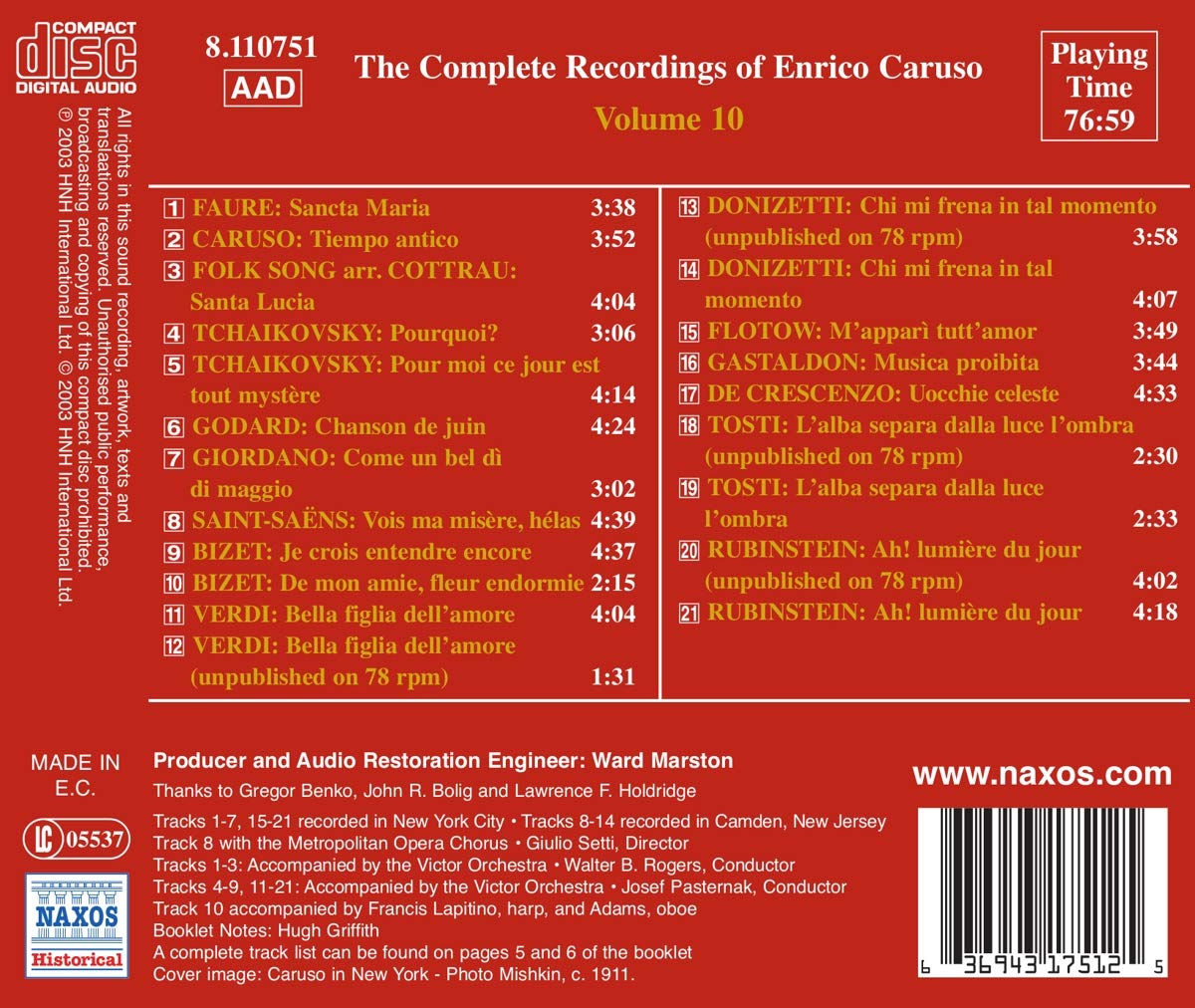 Enrico Caruso:The Complete Recordings Vol.10 - slide-1