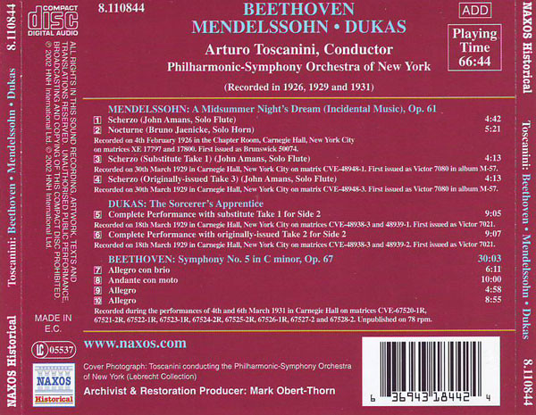 Toscanini conducts Beethoven, Dukas & Mendelssohn - slide-1