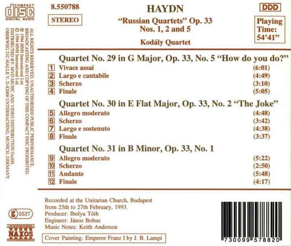 Haydn: String Quartets Op. 33 "Russian" No. 1 - No. 2 "The Joke" - No. 5 "How Do You Do?" - slide-1