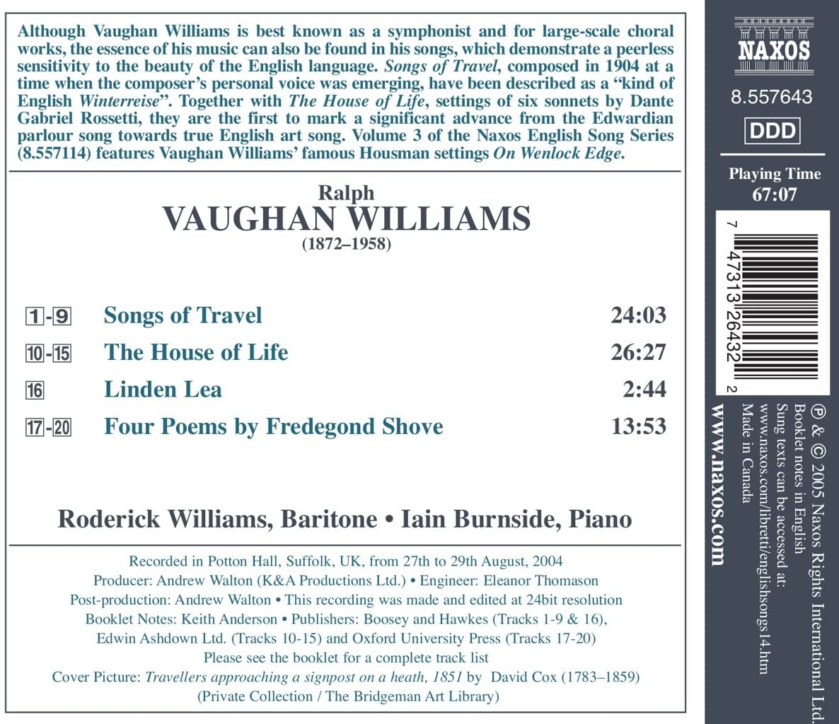 VAUGHAN WILLIAMS: Songs of travel, ... - slide-1