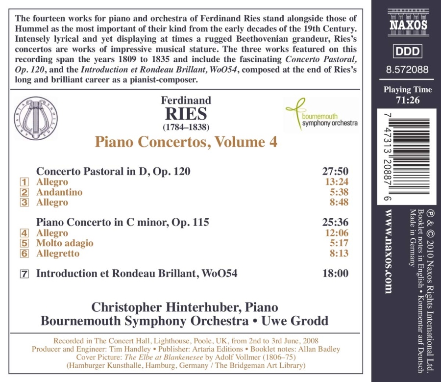 RIES: Piano Concertos Vol. 4  - Nos. 4 and 5 "Pastoral", Introduction and Rondeau Brilliant - slide-1