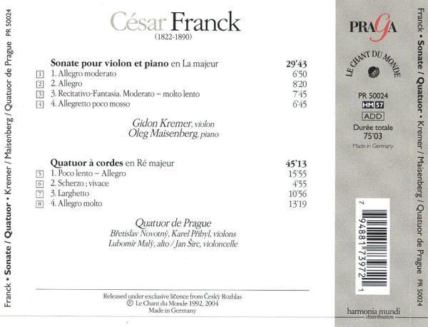 Frank: Violin Sonata, String Quartet - slide-1