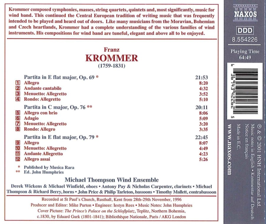 KROMMER: Partitas for Wind Ensemble Opp. 69, 76 and 79 - slide-1