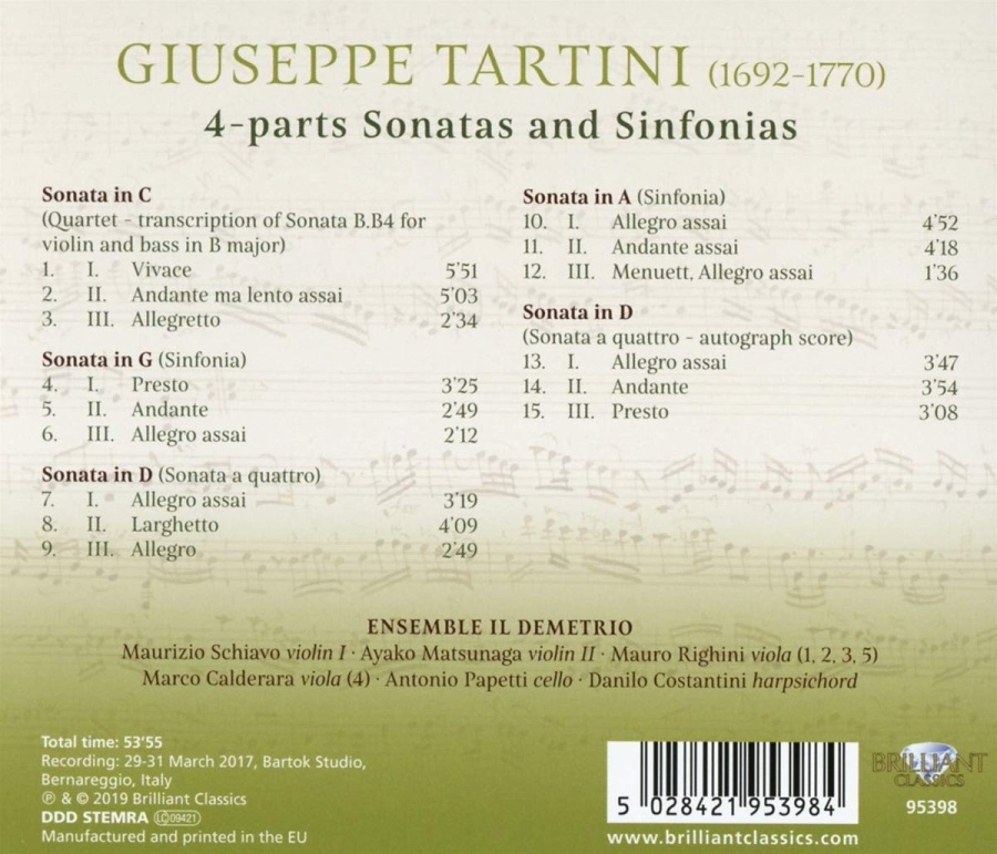 Tartini: 4-parts Sonatas and Sinfonias - slide-1
