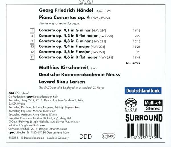 Handel: Piano Concertos op. 4 HWV 289-294 (oryg. koncerty organowe) - slide-1