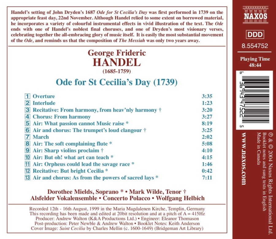 HANDEL: Ode for St. Cecilia's Day - slide-1