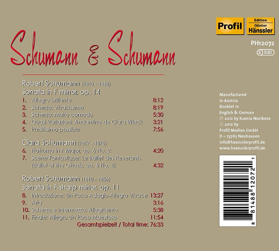 Schumann: Sonatas, Clara Schumann: Notturno, Scene fantastique - slide-1