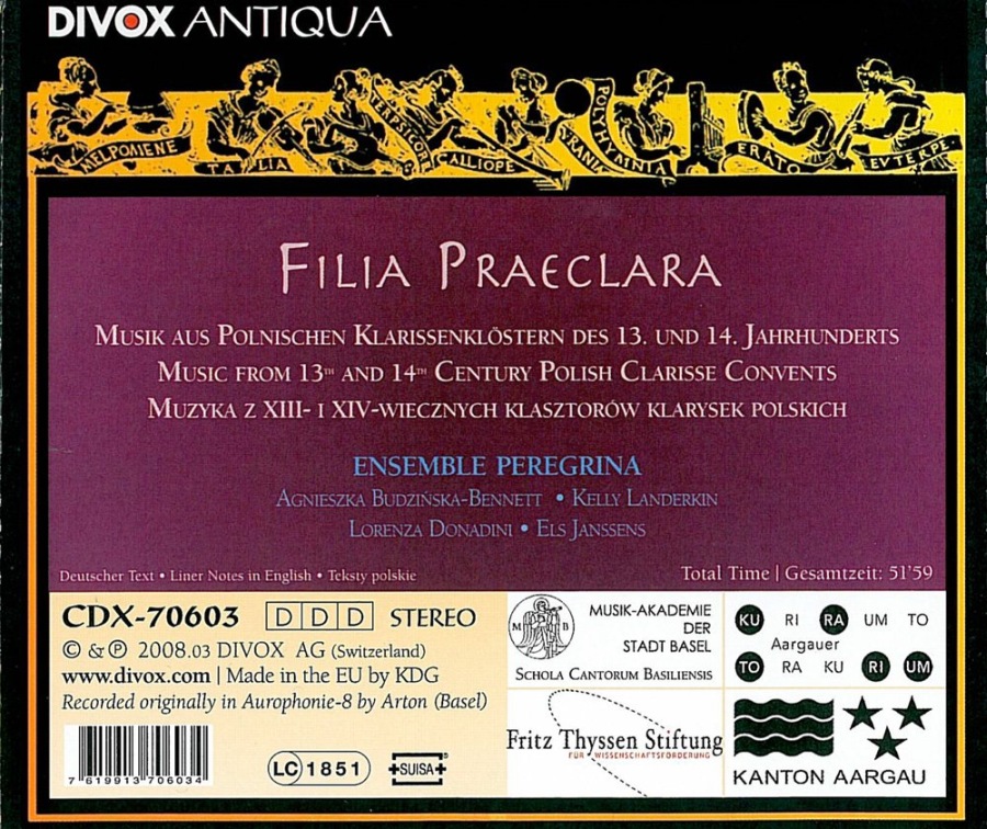 FILIA PRAECLARA - Muzyka z 13 i 14 wiecznych klasztorów klarysek - slide-1