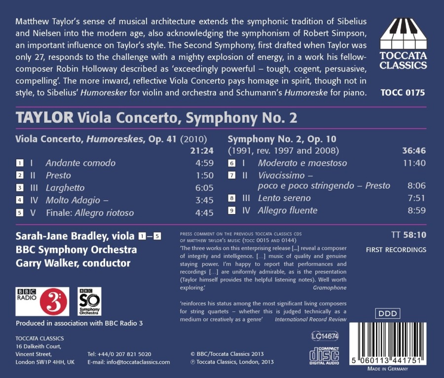 Taylor: Symphony No. 2, Viola Concerto - slide-1