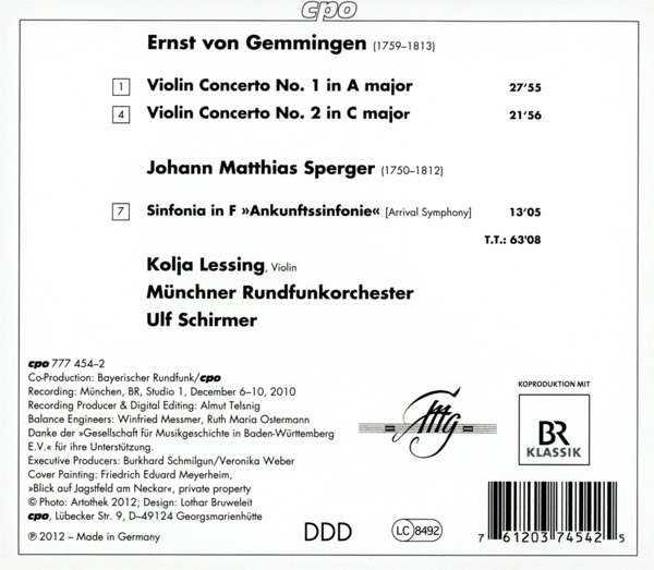 Gemmingen: Violin Concertos 1 & 2,  Sperger: Sinfonia in F - slide-1