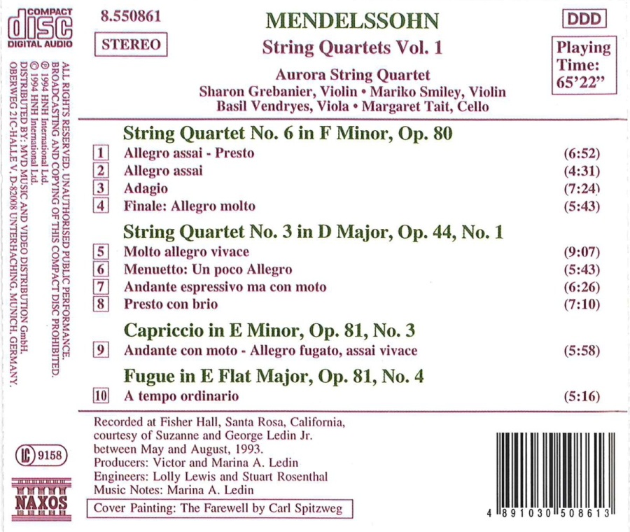 Mendelssohn: String Quartets Nos. 3 and 6, Capriccio Op. 81, No. 3 - slide-1