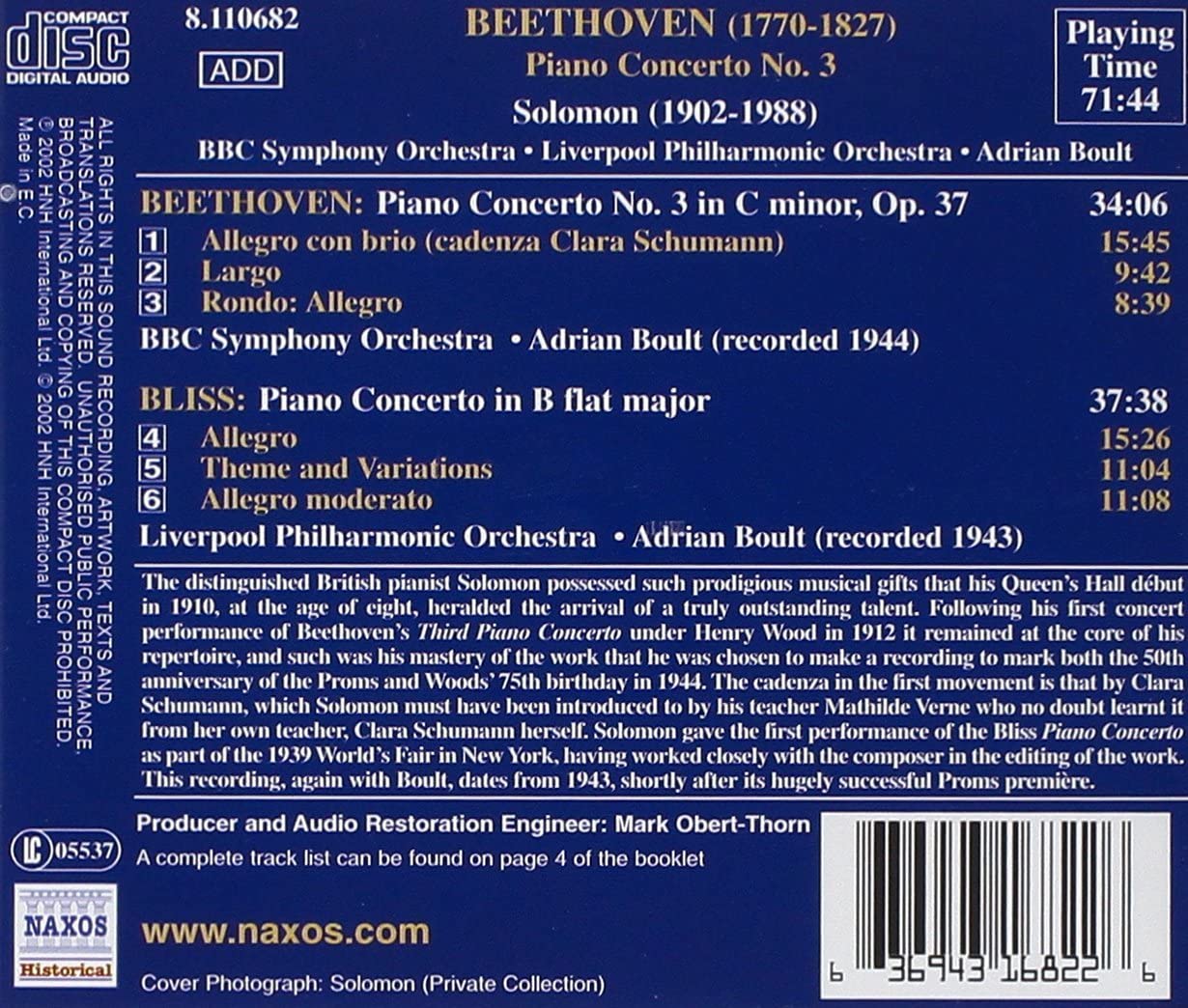 Beethoven: Piano Concerto No. 3 / Bliss: Piano Concerto - slide-1