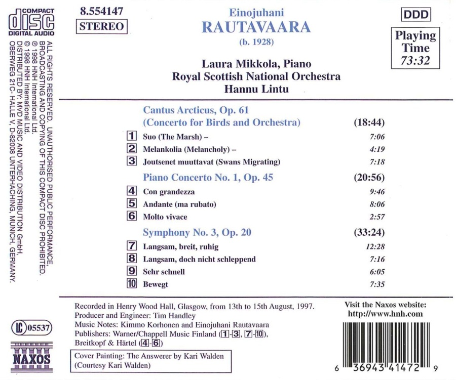 RAUTAVAARA: Cantus Arcticus; Piano Concerto No. 1; Symphony No. 3 - slide-1