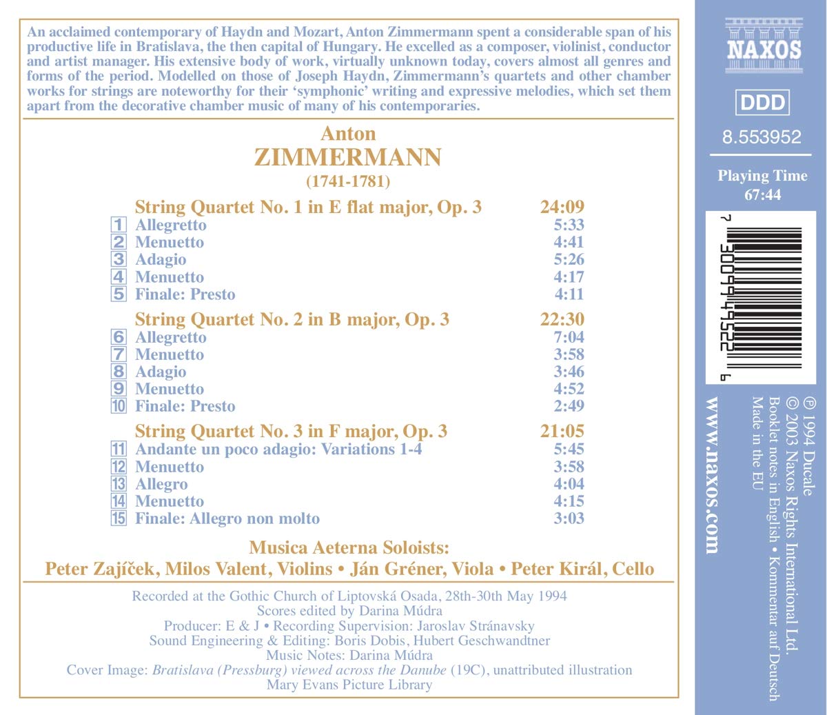 ZIMMERMANN A.: String Quartets Nos. 1 - slide-1