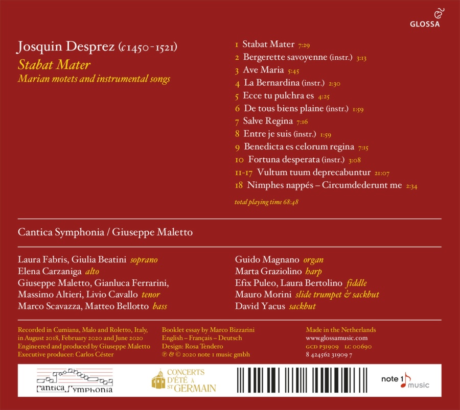 Desprez: Stabat Mater; Marian motets and instrumental songs - slide-1