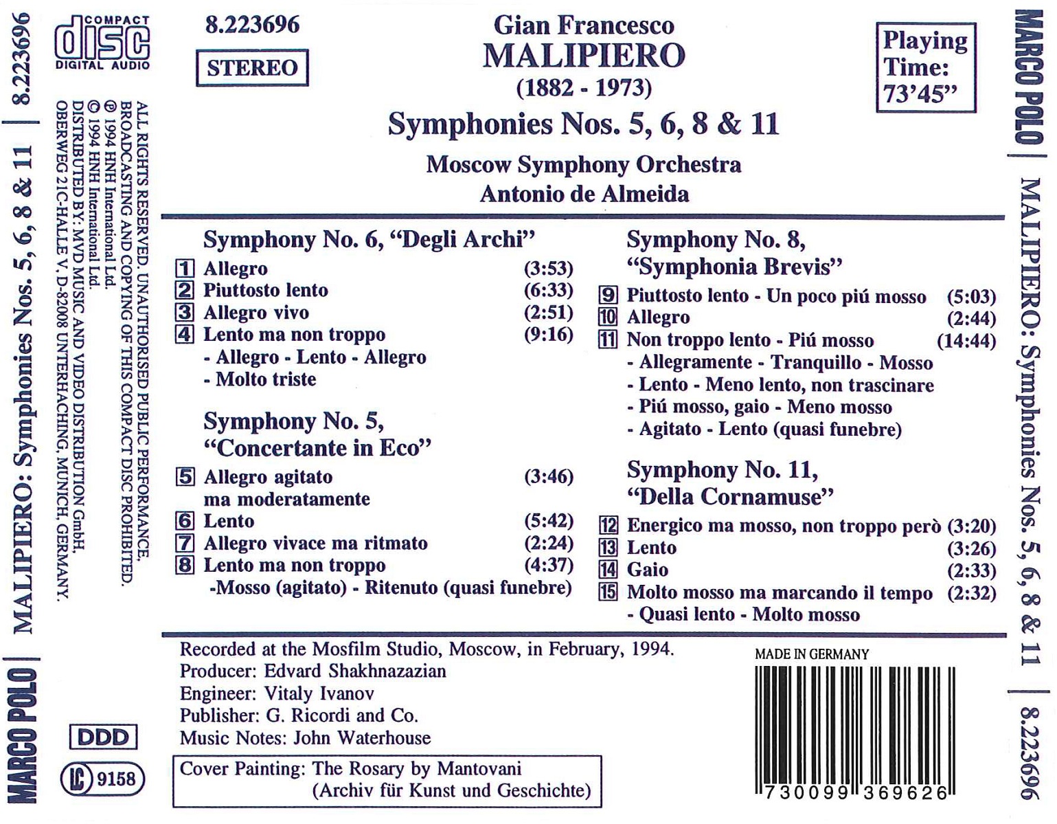 MALIPIERO: Symphonies nos 5, 6, 8 & 11 - slide-1