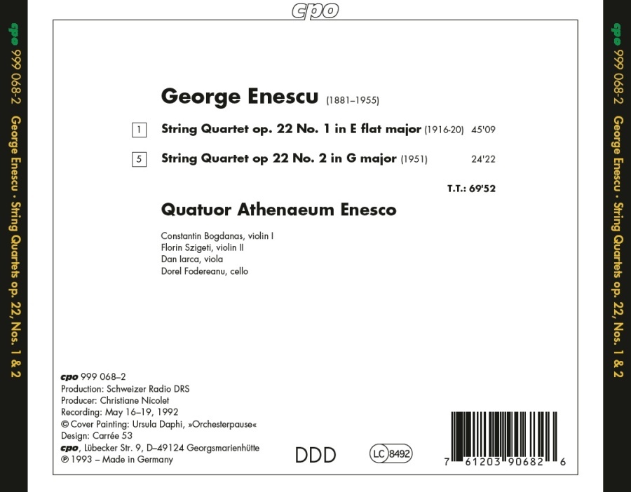 Enescu: String Quartets op. 22 Nos. 1 & 2 - slide-1