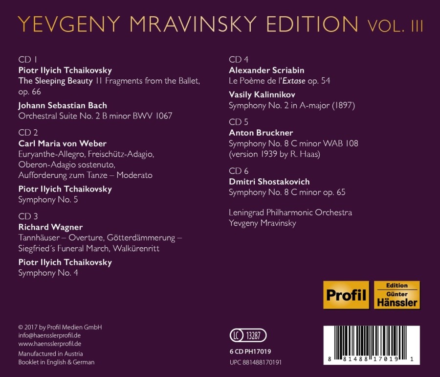 Yevgeny Mravinsky Edition Vol. 3 - Tchaikovsky; Bach; Weber; Wagner; Scriabin; Bruckner; ... - slide-1