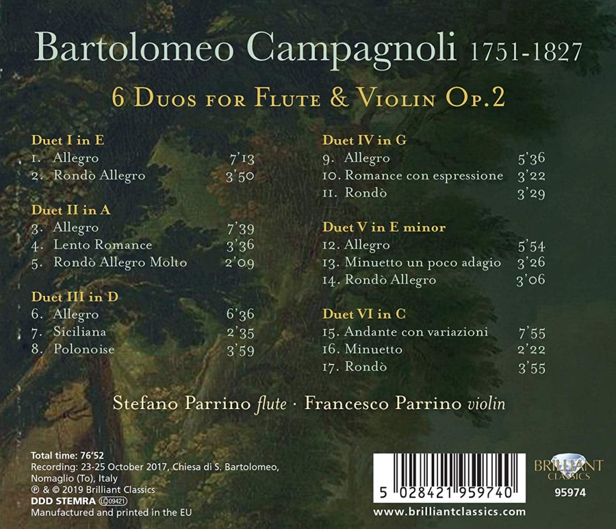 Campagnoli: 6 Duos for Flute and Violin Op. 2 - slide-1