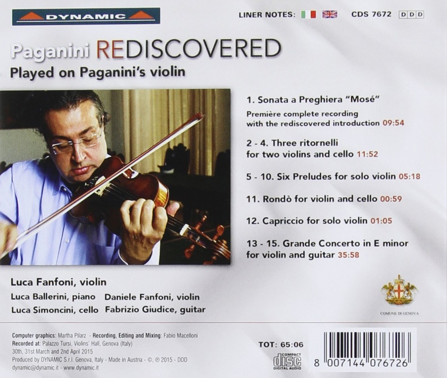 Paganini Rediscovered: Sonata a Preghiera “Mosé”, Three ritornelli, Six Preludes, Capriccio … - slide-1