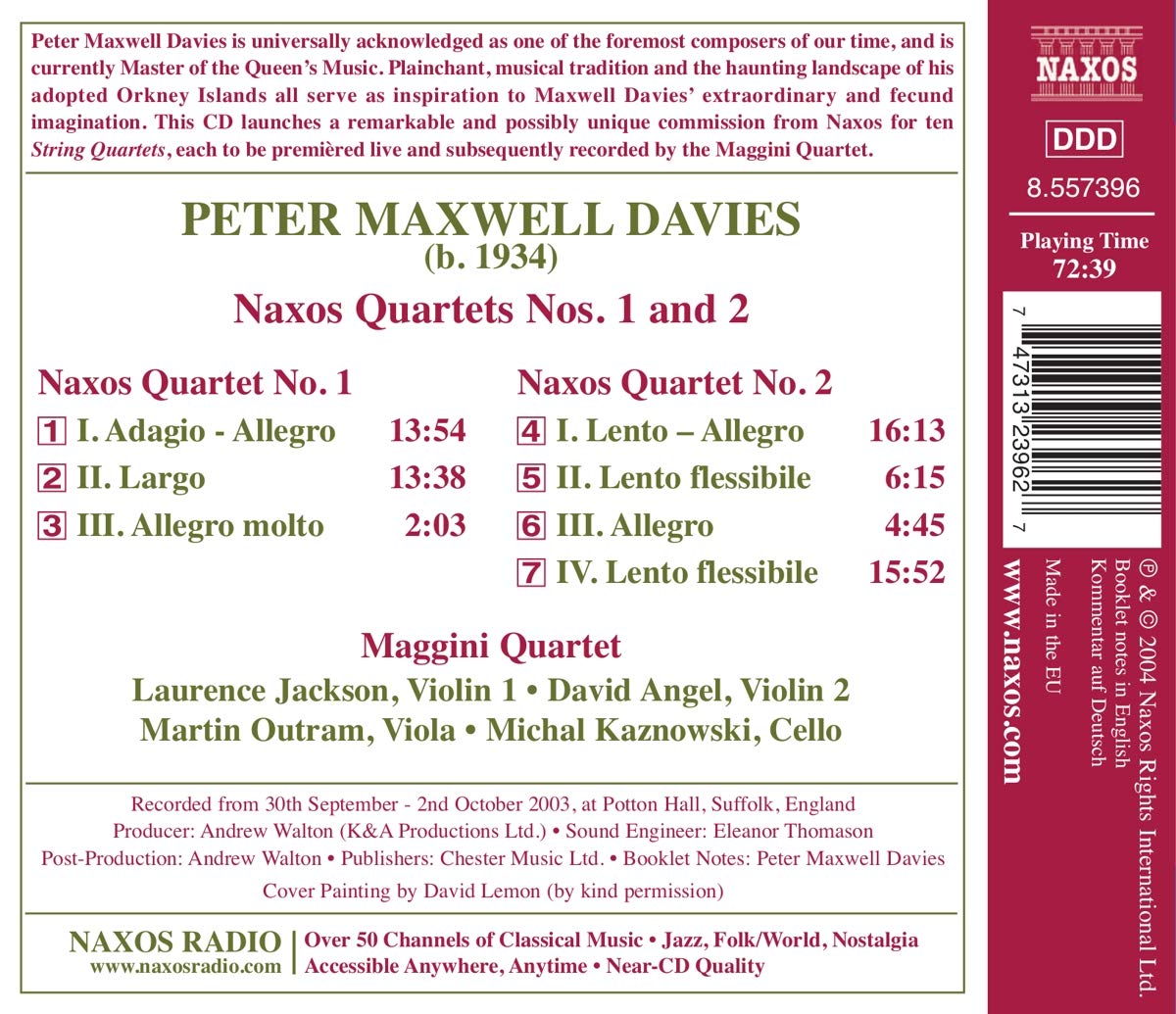MAXWELL: Naxos Quartets Nos.1 & 2 - slide-1