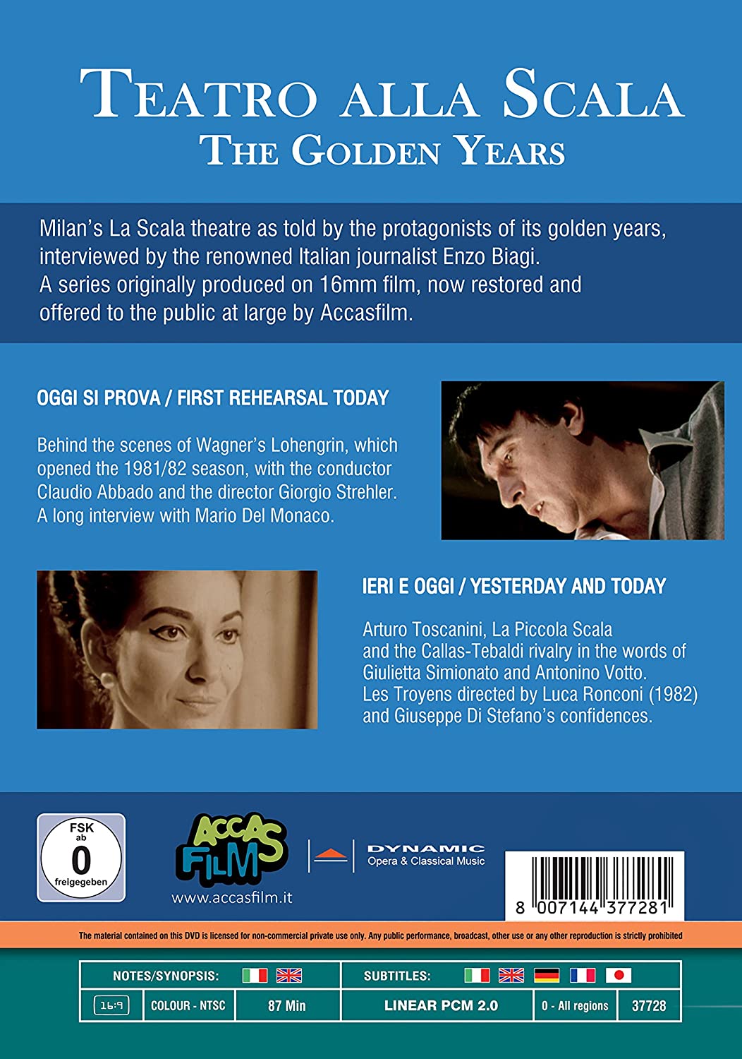 Teatro alla Scala Golden Years Vol. 1 -  Interviews with Maria Callas, Mario Del Monaco, Mirella Freni, Giuseppe Di Stefano - slide-1