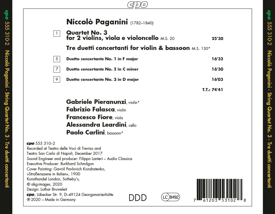 Paganini: String Quartet No. 3; Tre duetti concertanti - slide-1