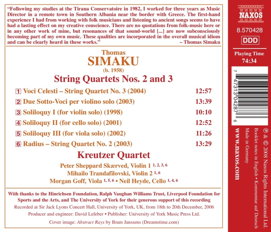 SIMAKU: String Quartets Nos. 2 and 3 - slide-1