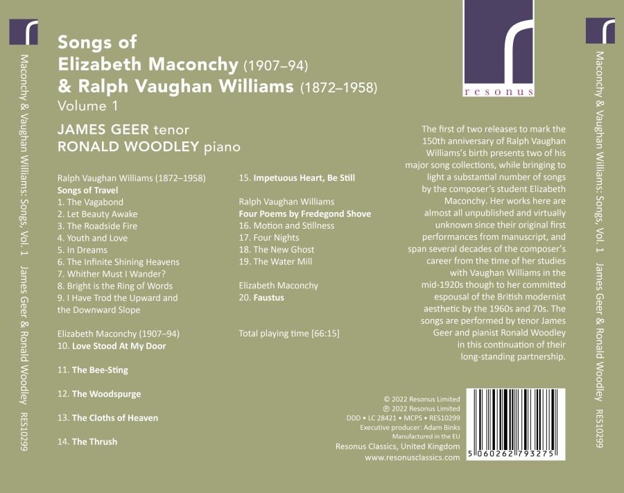 Maconchy; Vaughan Williams: Songs Vol. 1 - slide-1