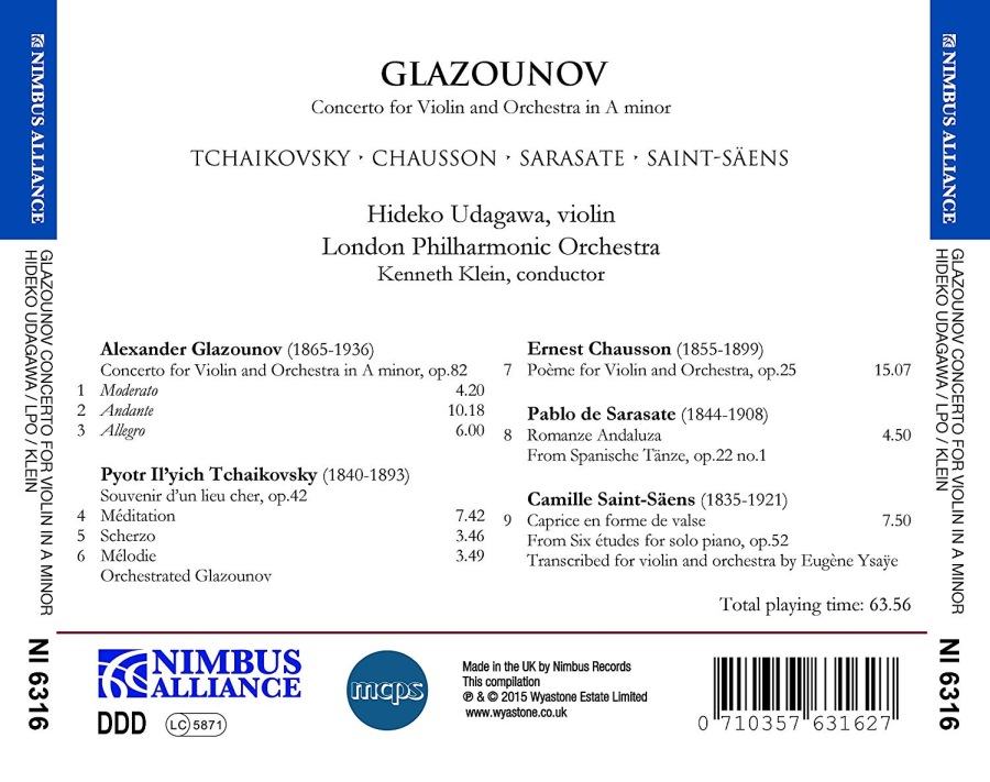 Glazunov: Violin Concerto + Tchaikovsky, Chausson, Sarasate, Saint-Säens - slide-1