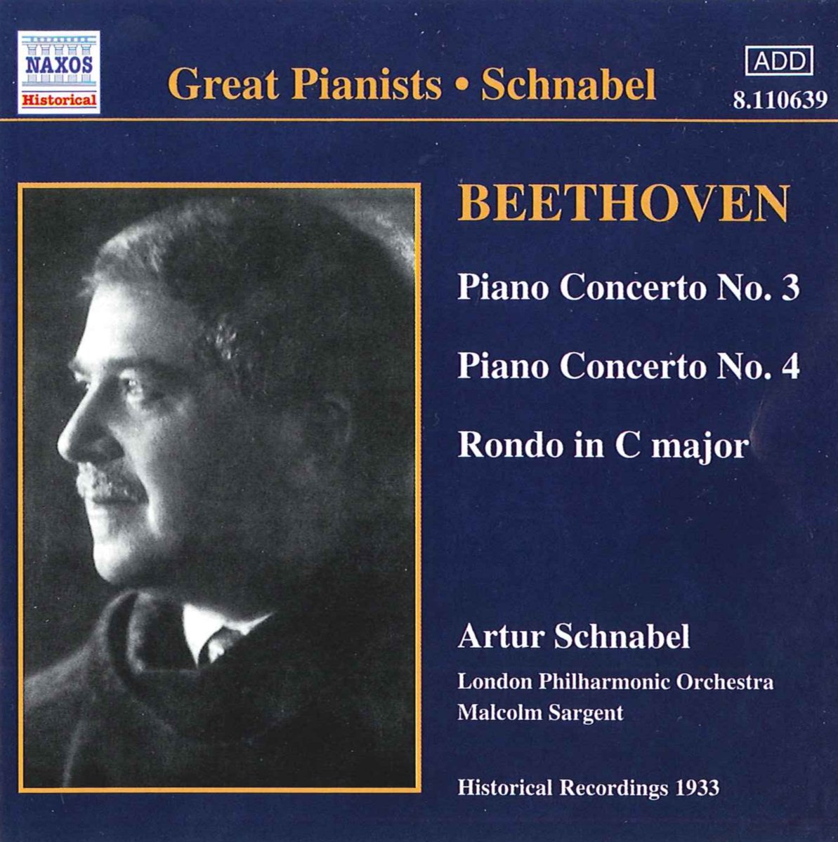 GREAT PIANISTS - SCHNABEL: Beethoven: P.