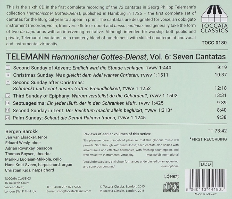Telemann: Harmonischer Gottes-Dienst Vol. 6 - Seven Cantatas - slide-1