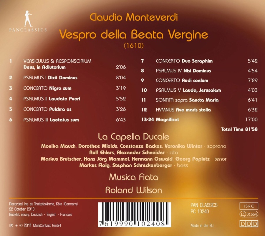 Monteverdi: Vespro della Beata Vergine (1 CD - czas nagrania 81:58) - slide-1
