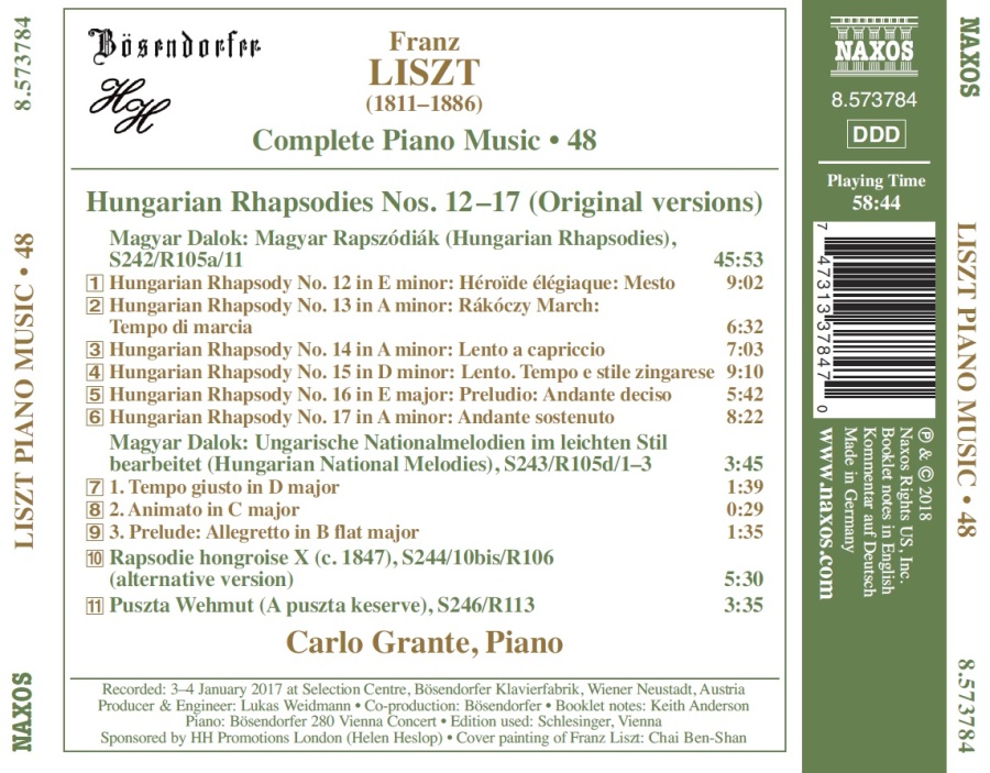 Liszt: Complete Piano Music Vol. 48 - Hungarian Rhapsodies Nos. 12-17 - slide-1