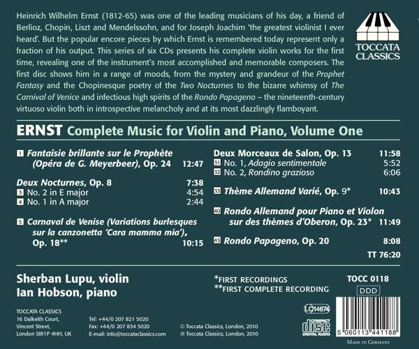Ernst: Complete Music for Violin & Piano, Vol. 1 - slide-1