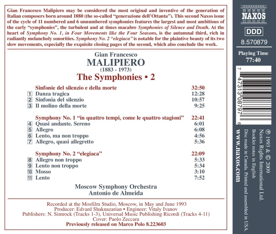 Malipiero: Symphonies Nos. 1 & 2, Sinfonie del silenzio e della morte - slide-1