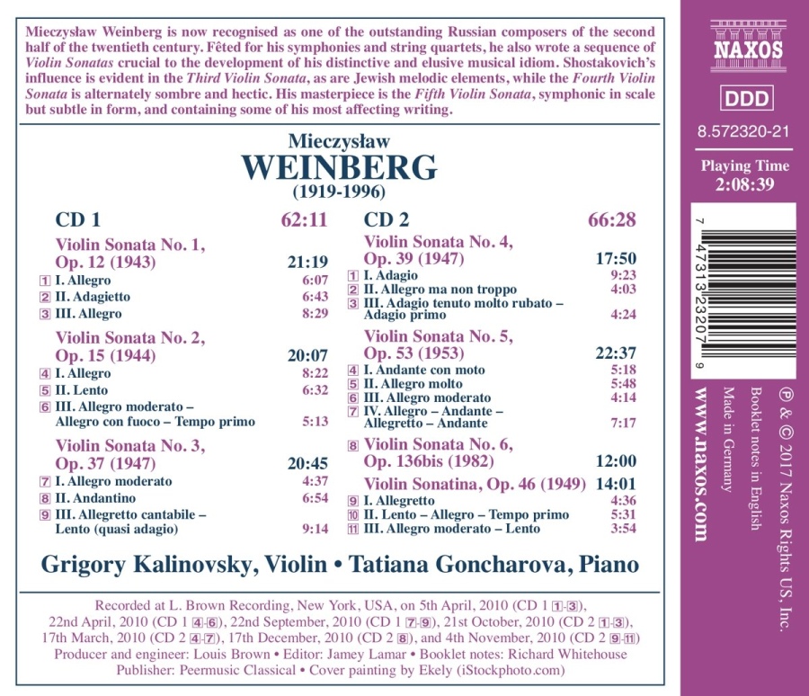 WEINBERG: Complete Sonatas for Violin and Piano; Violin Sonatina - slide-1