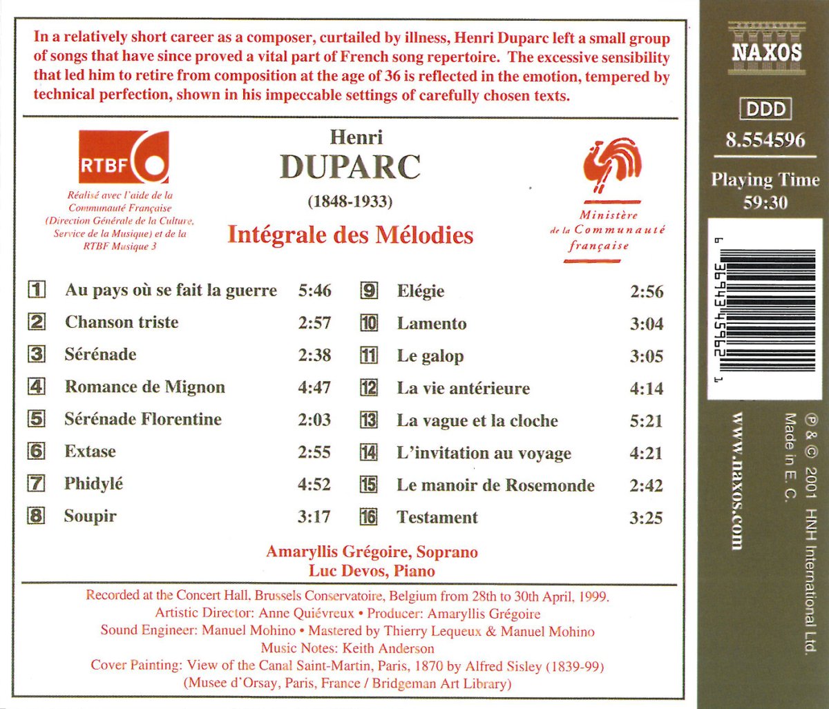 DUPARC: Integrale des melodies - slide-1
